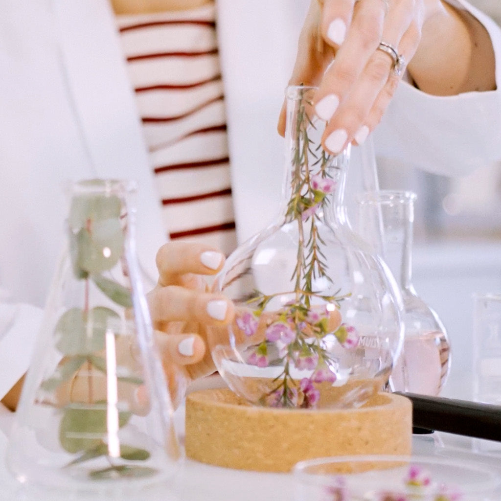 Dr. Natacha Bonjout formulating Bonjout Beauty skincare in a laboratory